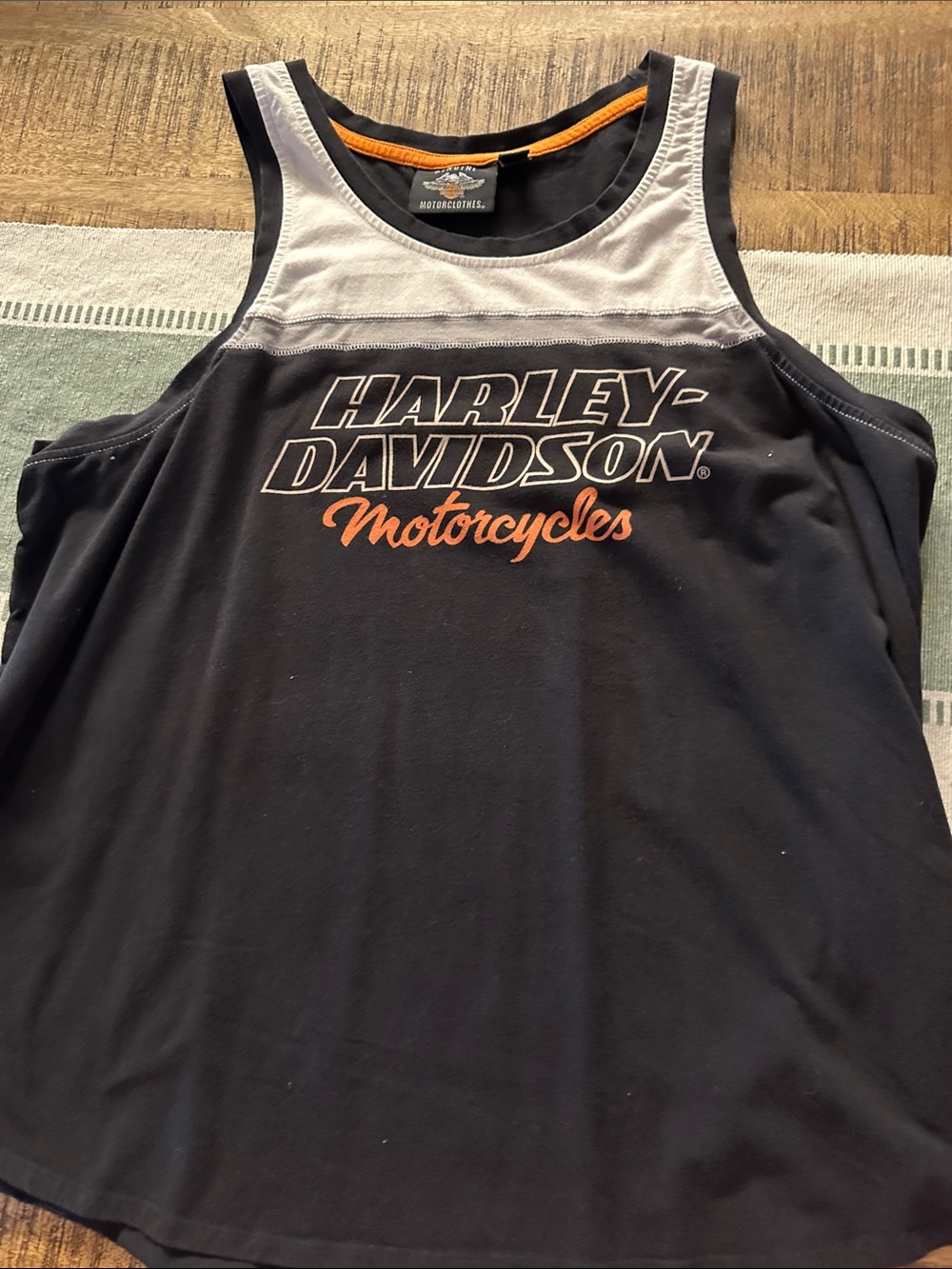 Harley-Davidson Black & White Tank with Orange Script